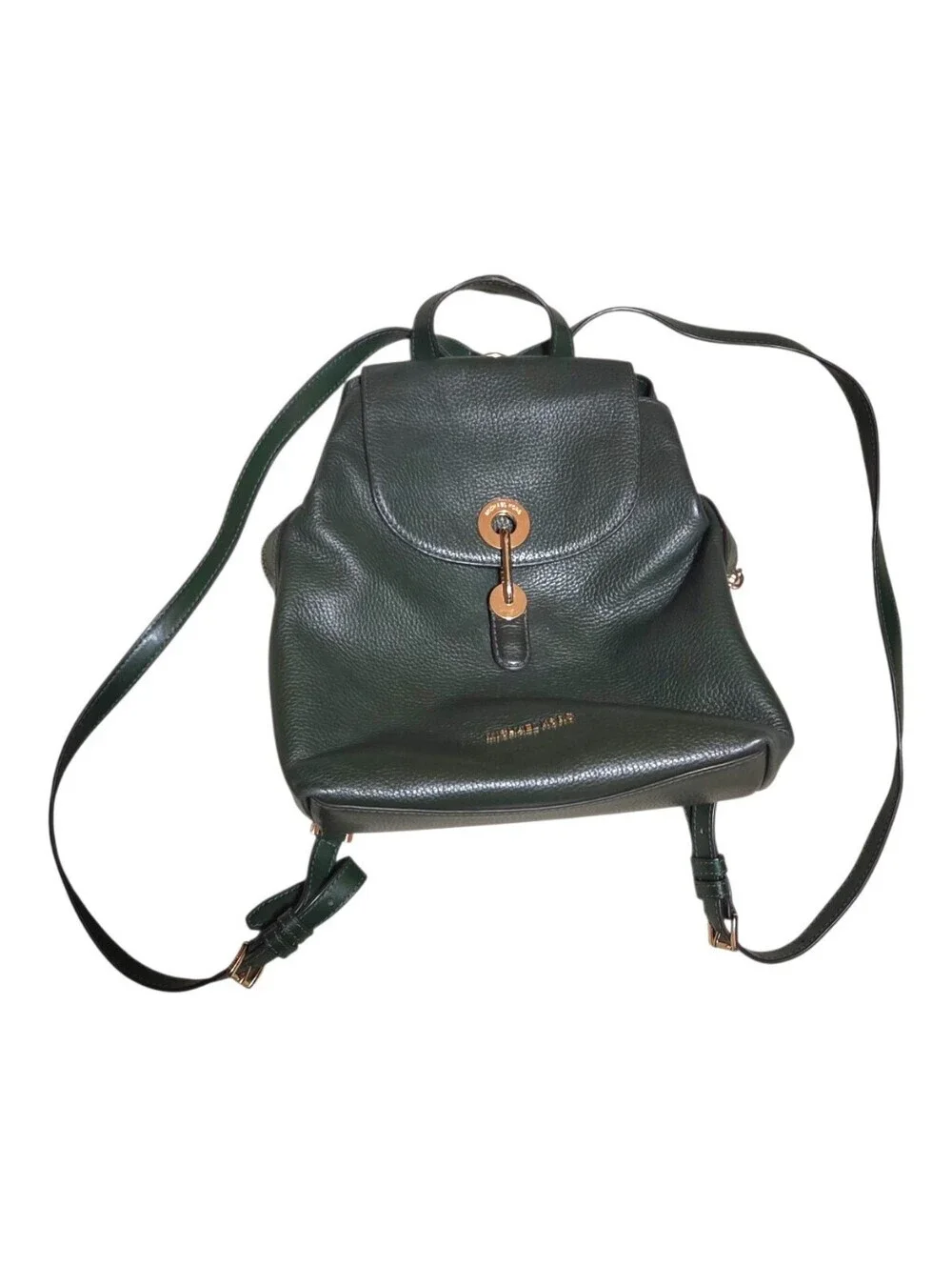 Michael Kors Raven Medium Pebbled Leather Green Backpack